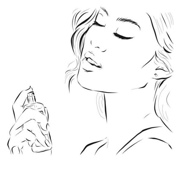 Ilustracja Dziewczyna Lub Kobieta Perfumy Rozpylanie — Zdjęcie stockowe