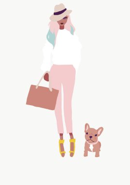 İllüstrasyon sevimli biracial veya siyah kız. kahverengi tenli asya moda kadın. afro Amerika trendy kız