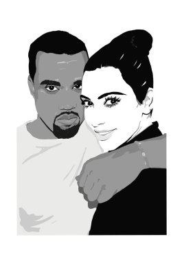 kim Kardashian ve Kanye batı illüstrasyon