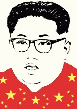 bayrak giysileri ile kim jung un illüstrasyon