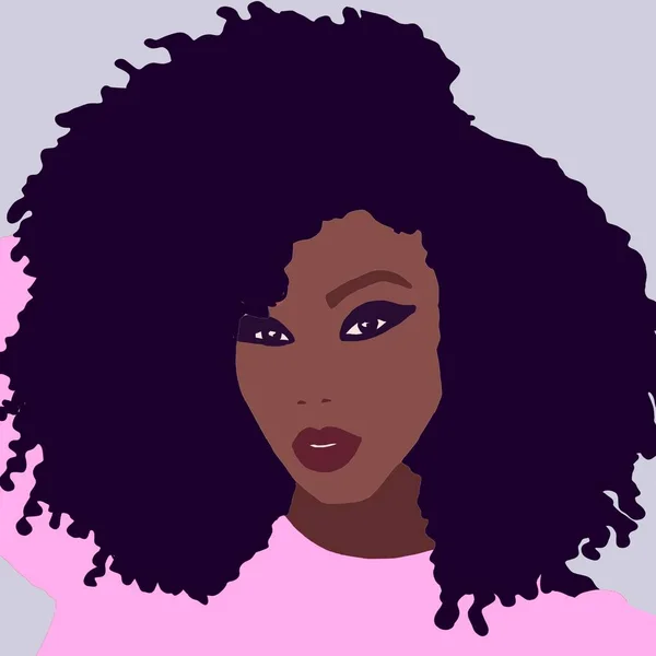 Illustration Tropical Afro American Biracial Woman Big Afro Hair — Stock Photo, Image