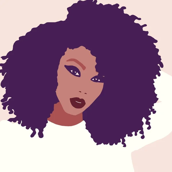 İllüstrasyon tropikal Afro amerikan biracial kadın büyük afro saçlı 