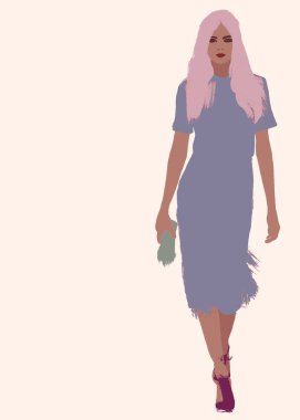 Büyük afro saçlı biracial güzel afro amerikan siyah moda kadın ile Boyama. 