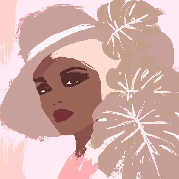 Büyük afro saçlı biracial güzel afro amerikan siyah moda kadın ile Boyama. 