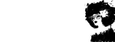 Afiş İllüstrasyon siyah Afro amerikan kız büyük afro saçlı 