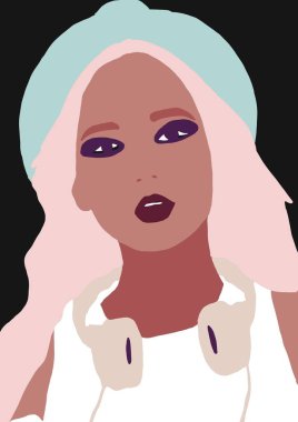 Moda afiş modeli afro Amerikan. Trendy kadın arka plan