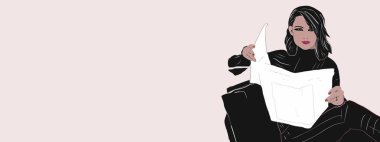 Moda afiş modeli afro Amerikan. Trendy kadın arka plan