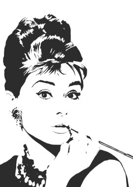 Audrey hepburn illüstrasyon siyah beyaz