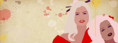 duvar kağıdı, poster veya baskı için arka plan veya afiş reklam yüksek çözünürlüklü jpeg için çizilmiş moda illüstrasyon el