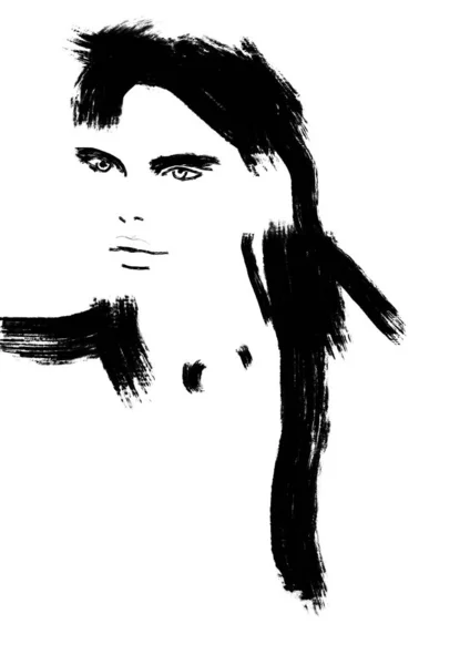 Cute Kobieta Twarze Malarstwo Czarno Białe Abstrakcyjne Sztuki — Zdjęcie stockowe