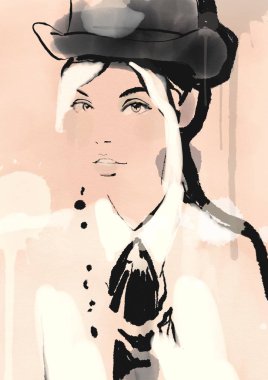 Suluboya moda kadın arka plan