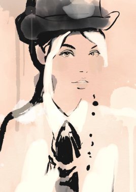 Suluboya moda kadın arka plan