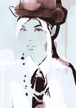 Suluboya moda kadın arka plan