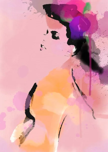 水彩画のファッション女性の背景 — ストック写真