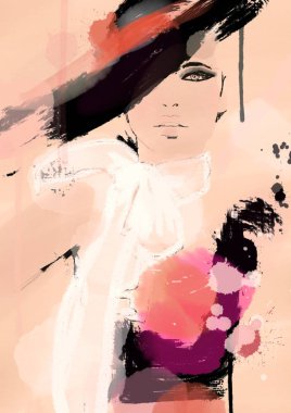 Suluboya moda kadın arka plan