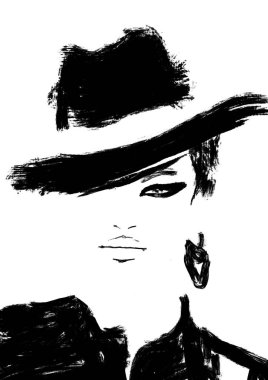 Haute couture modeli illüstrasyon 