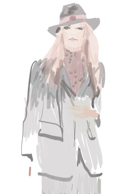 Haute couture modeli illüstrasyon 