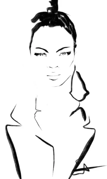 Fashion Illustration Schwarze Linie — Stockfoto