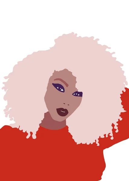 Afrikanisch Amerikanische Frau Mit Afro Haaren Illustration — Stockfoto