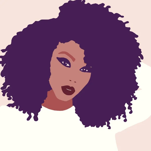 Femme Afro Américaine Avec Illustration Cheveux Afro — Photo