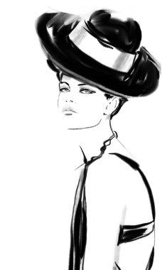 Moda eskizi siyah beyaz