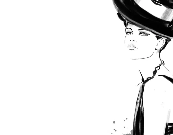 Fashion Sketch Black White — Stock Photo, Image