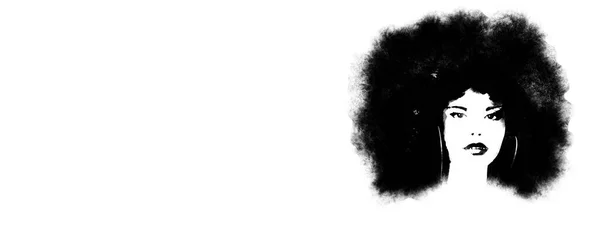 Afro Mulher Cabelo Pintura Preto Branco — Fotografia de Stock