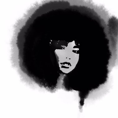 Afro saçlı Afrikalı bir kız.