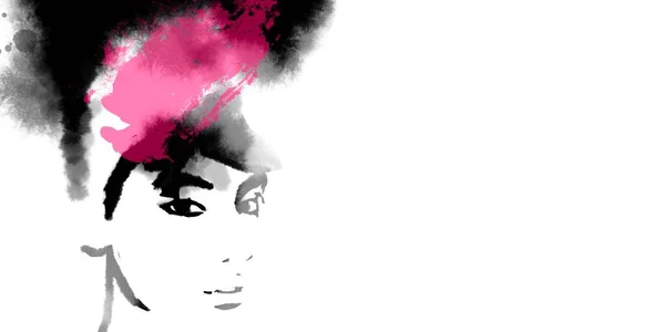 非洲妇女绘画 戴头巾的黑人女孩 — 图库照片