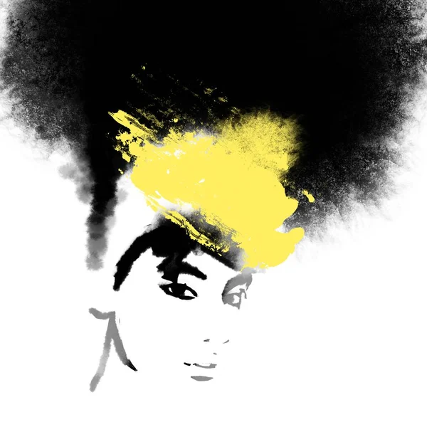 Afrikai Festmény Fekete Lány Turbánnal — Stock Fotó