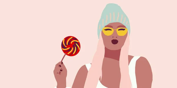 Chica Negra Estilo Vida Ilustración Mujer Afroamericana Feliz — Foto de Stock