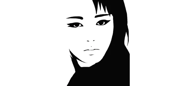 Asiatisk Kvinna Ansikte Illustration — Stockfoto