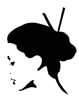 Asyalı kadın siyah beyaz profili 