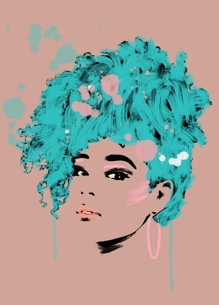 Schwarze Frau Afro Haarkunst — Stockfoto
