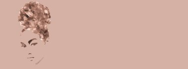 Afrikalı kız ya da kadın, moda çizimi el çizimi. 