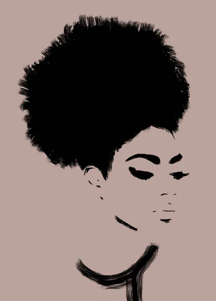 African Girl Woman Fashion Illustration Hand Drawn — Stock Photo, Image