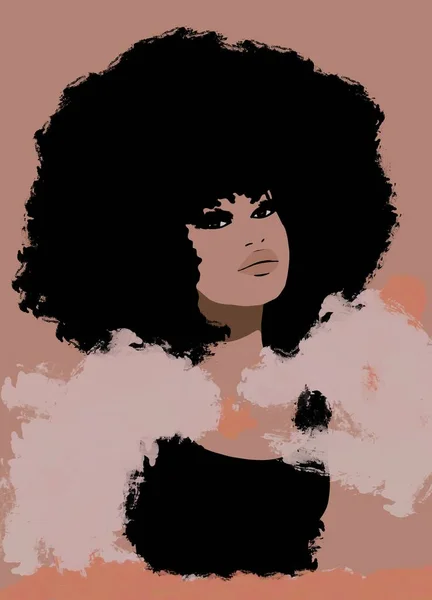 Afro saçlı siyah Afrikalı kadın. 