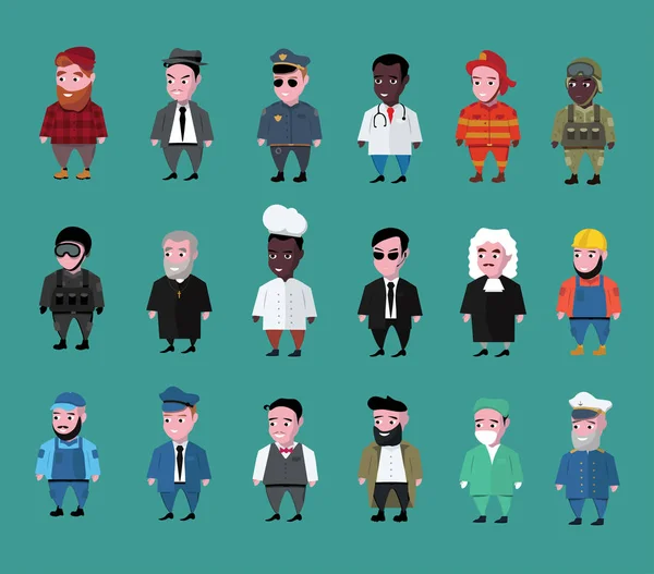 Set of people, set of professions, flat illustration, cartoon people, cute working people