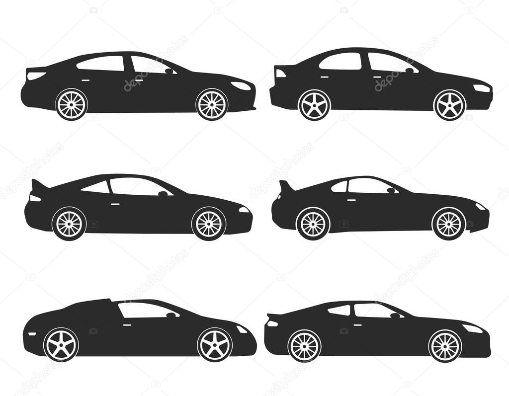 Car Icon Vector Logo Template. Flat style. Side view, profile.