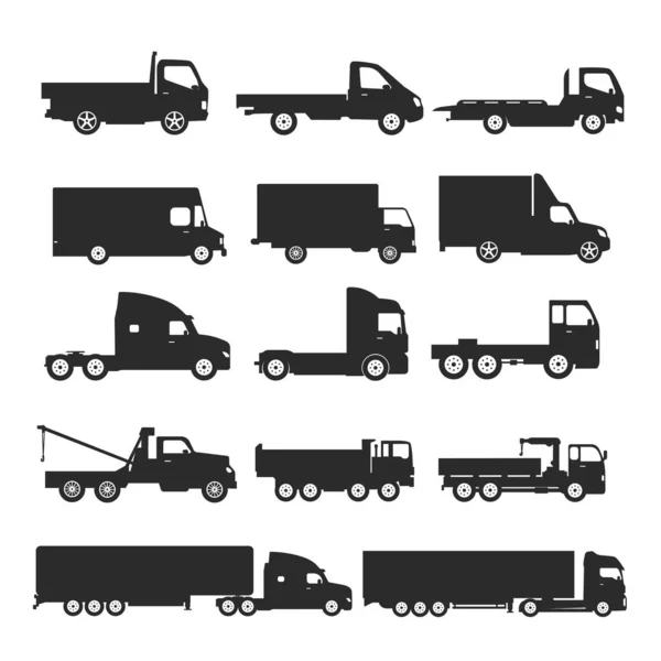 汽车类型图标设置 在白色背景上孤立的矢量黑色插图 Variants Model Automobile Body Silhouette Web Title — 图库矢量图片