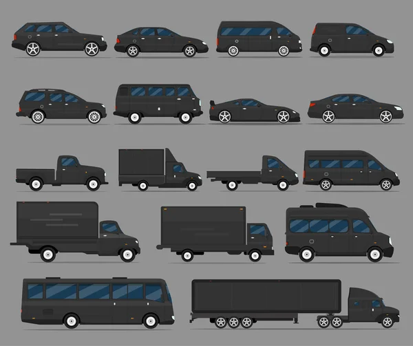 Большой Набор Различных Моделей Автомобилей Векторная Плоская Иллюстрация — стоковый вектор