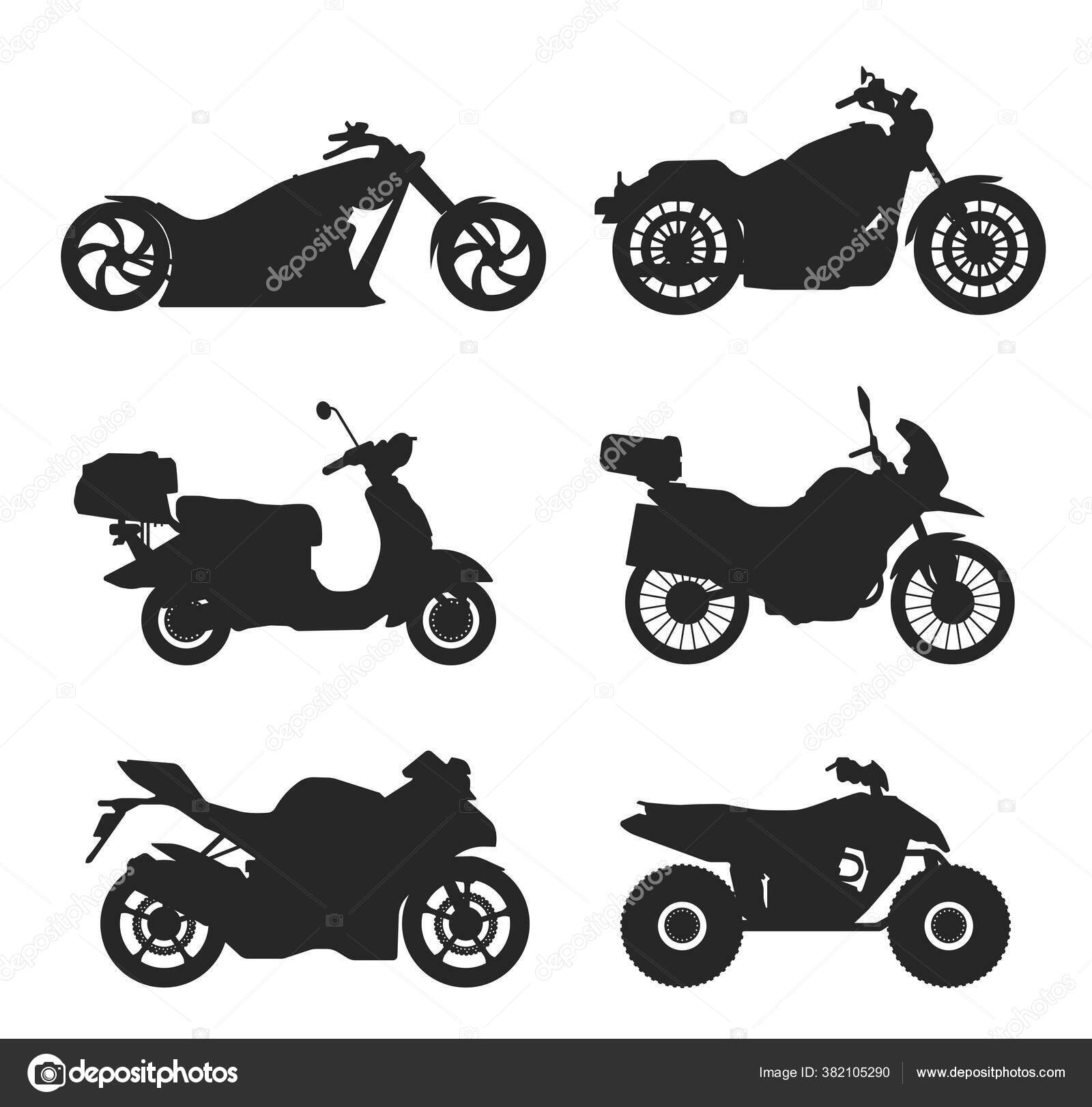 Ikon Sepeda Motor Vektor Hitam Ditata Stok Vektor C Nikita Petrov 382105290