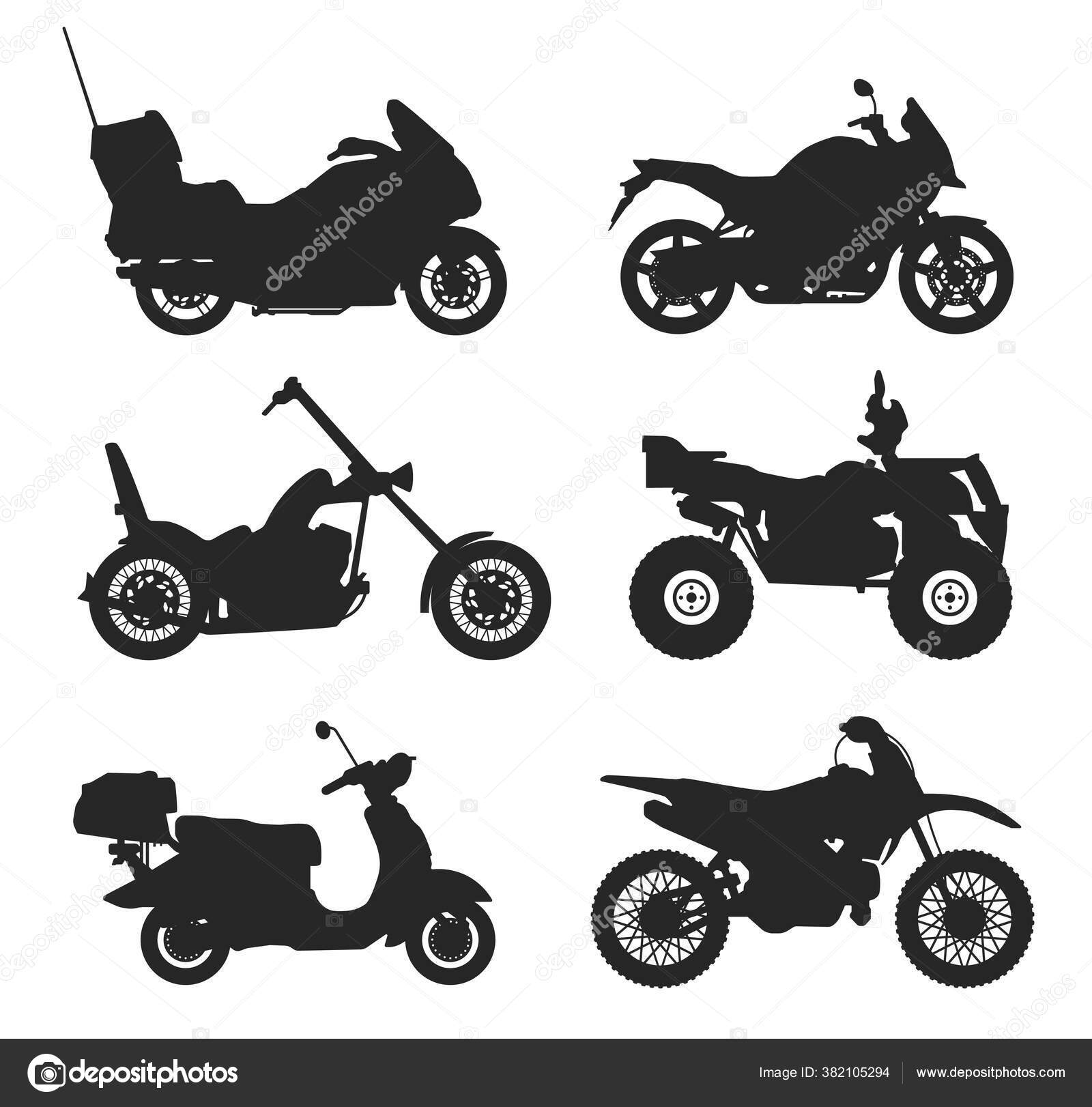 Ikon Sepeda Motor Vektor Hitam Ditata Stok Vektor C Nikita Petrov 382105294