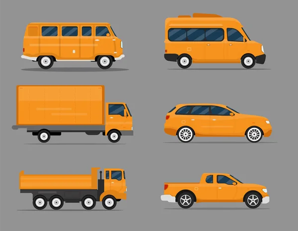 Conjunto Coches Aislados 4X4 Auto Negocios Auto Vintage Ilustración Plana — Archivo Imágenes Vectoriales