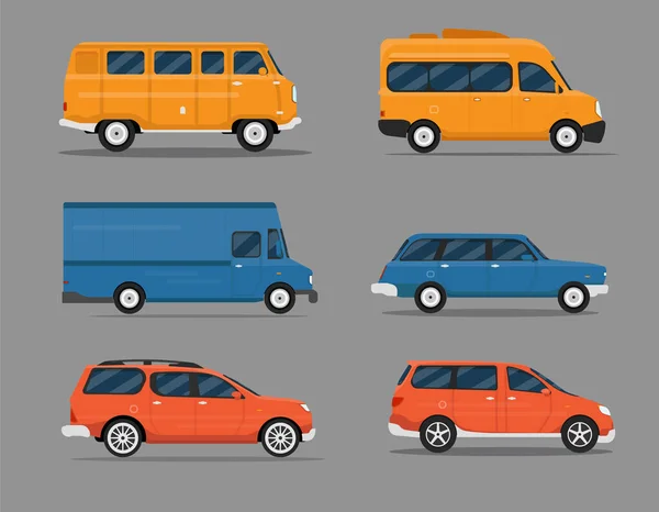 一套孤立的车 4X4 商务汽车 老式汽车 平面插图 图形和网页设计图标 — 图库矢量图片