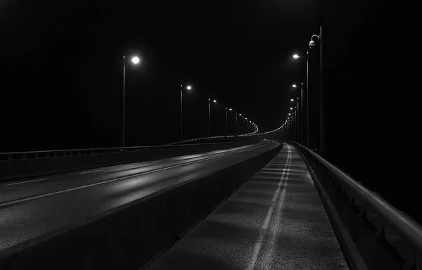 Brug Nachts Gladde Bocht — Stockfoto