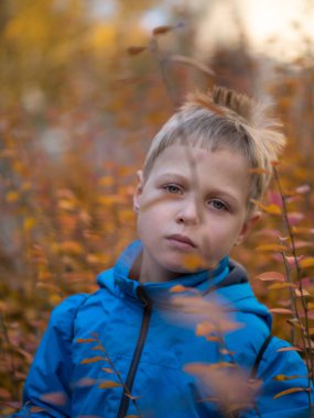 üzgün çocuk sonbahar Park