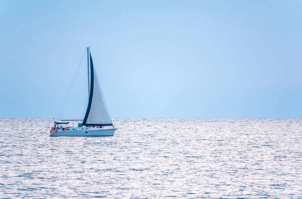 Sailing Yacht Blue Calm Sea Yacht Peaceful Waters — Stock Photo, Image