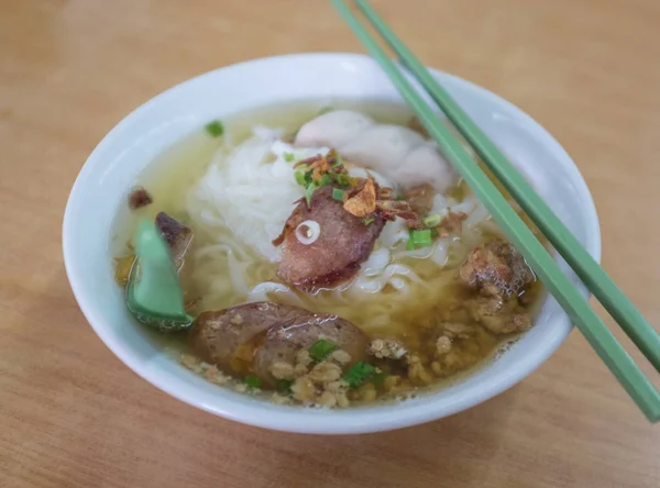 Pork Noodles Soup Chopsticks — Stock Photo, Image