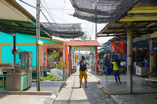 Pulau Ketam Maleisië Augustus 2018 Een Straat Zicht Een Vissersdorp — Stockfoto